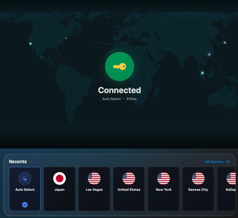 When the status changes to Connected and the connection button turns green, setup is complete. Click the connection button again to disconnect.
