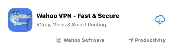 Étape 1 : page de Wahoo VPN dans App Store